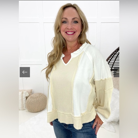 POL Cream Textured Knit Sweater; Size L - Picture 7 of 8